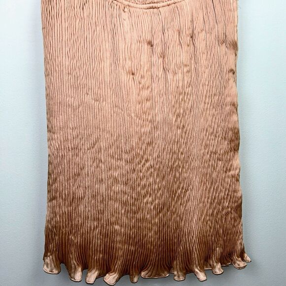 Ark & Co. Peach Pink Beaded Sleeveless Pleated Cocktail Dress Boho Flapper Sz M - Picture 4 of 15